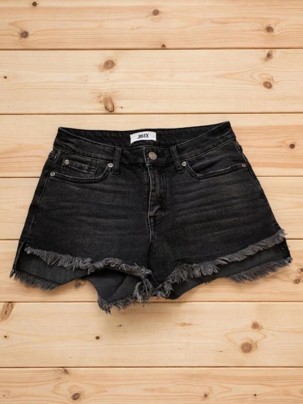 Women Black Denim Shorts Size S High Waisted Cut Off Frayed Hem Jean Shorts